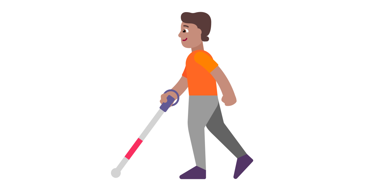 Person With White Cane Medium Free Vector Icon Iconbolt