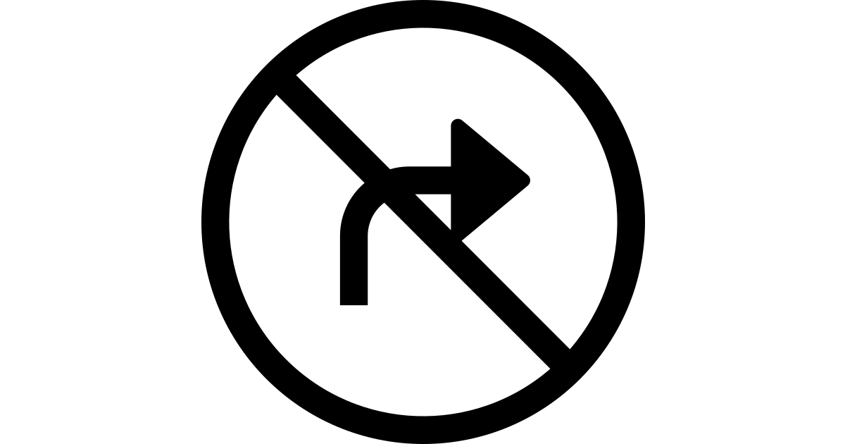 Sign no right turn free vector icon - Iconbolt