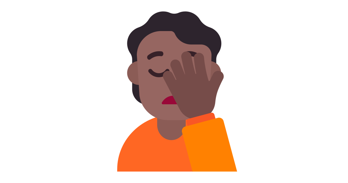 Person facepalming medium dark free vector icon - Iconbolt