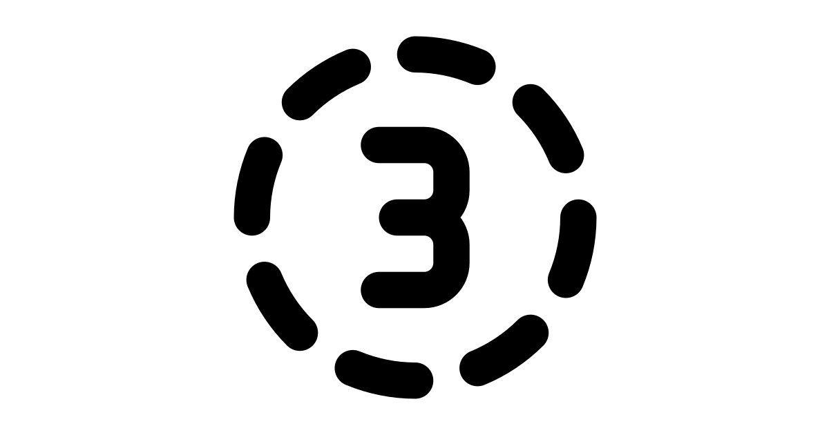 Circle dashed number 3 free vector icon - Iconbolt